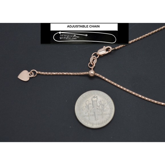 Real 14K Solid Rose Gold Up To 22" Popcorn Chain Adjustable Necklace 2.6grams - Picture 1 of 6